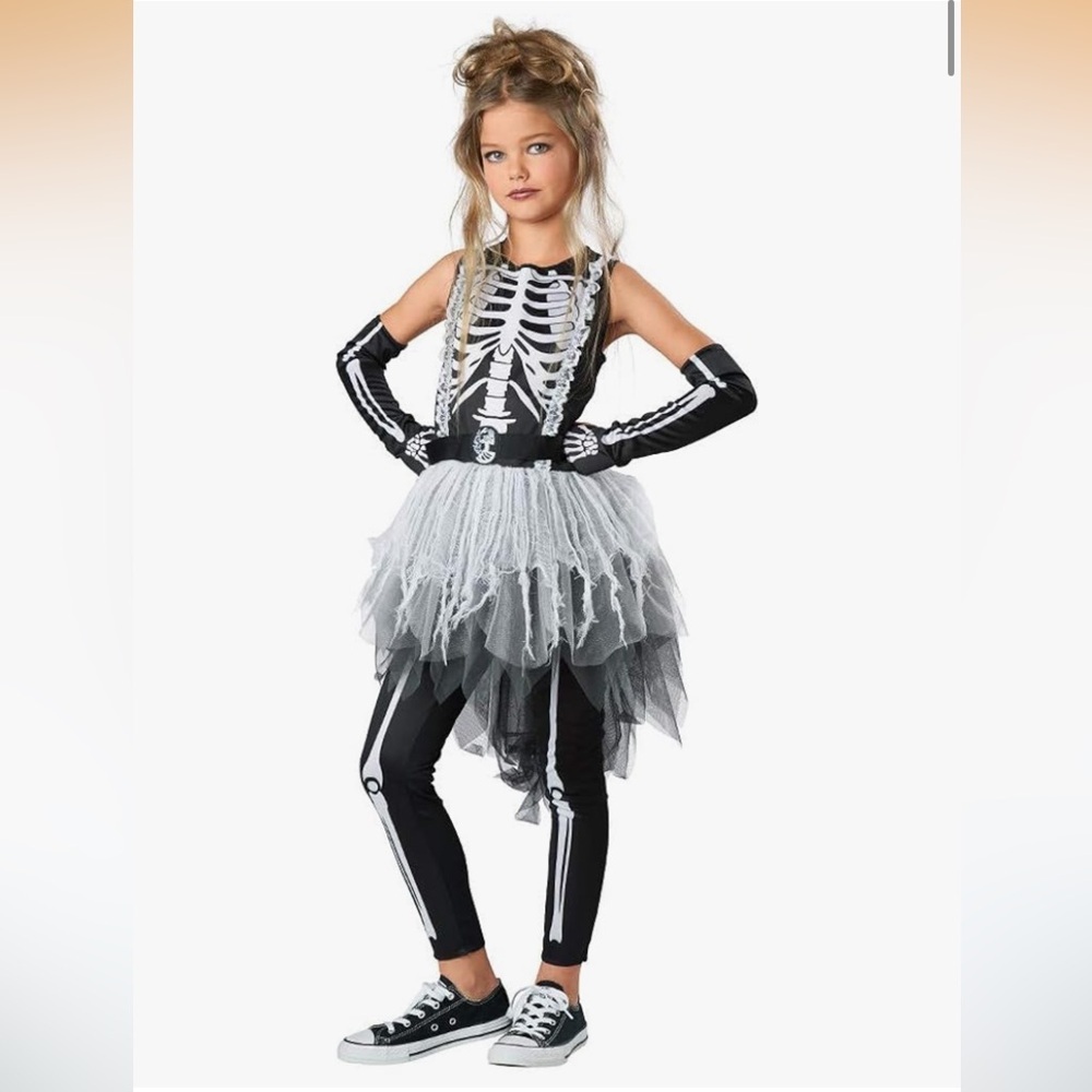NWT Seasons Halloween Girls Ghostly Skeleton Costume 10-12
